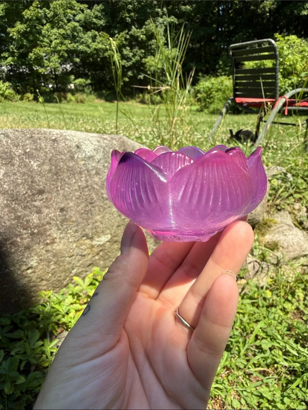 Pink Lotus-Shaped resin candle holder